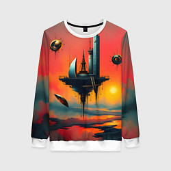 Свитшот женский Абстракция в стиле сюрреализма, цвет: 3D-белый