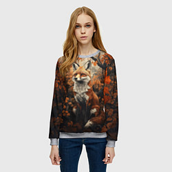 Свитшот женский Лис в лесной чаще, цвет: 3D-меланж — фото 2
