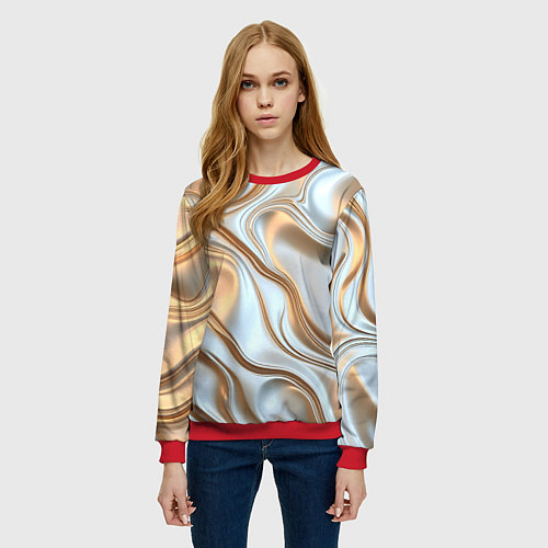 Женский свитшот Жидкое белое золото / 3D-Красный – фото 3