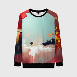 Свитшот женский Сюрреалистичная абстракция, цвет: 3D-черный