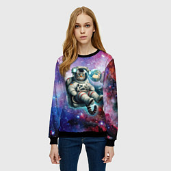 Свитшот женский Brave cat in space - ai art, цвет: 3D-черный — фото 2
