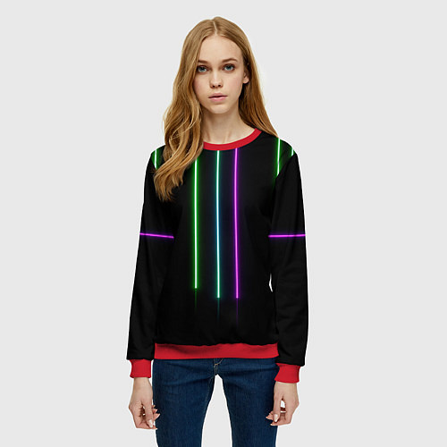 Женский свитшот Neon stripes / 3D-Красный – фото 3