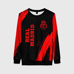Свитшот женский Real Madrid - red gradient вертикально, цвет: 3D-черный