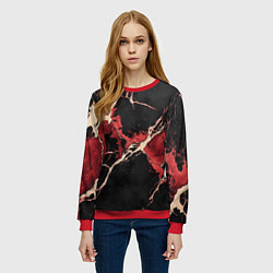 Свитшот женский Красно-черная потертая текстура, цвет: 3D-красный — фото 2