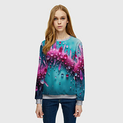 Свитшот женский Розовые кристаллы, цвет: 3D-меланж — фото 2