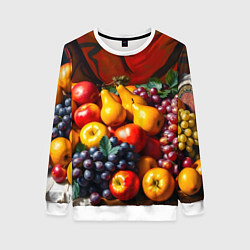 Свитшот женский Фруктовый натюрморт, цвет: 3D-белый