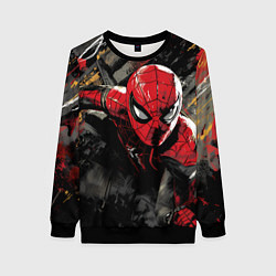 Свитшот женский Человек-паук и красная краска, цвет: 3D-черный