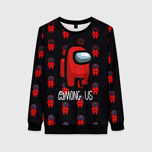 Женский свитшот Игра в кальмара x амонг ас / 3D-Черный – фото 1
