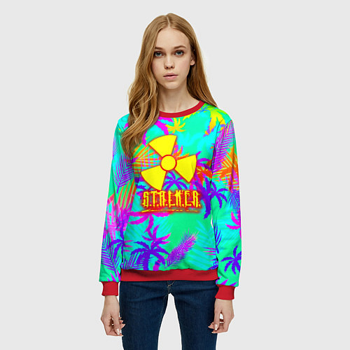 Женский свитшот Stalker тропики из гта / 3D-Красный – фото 3