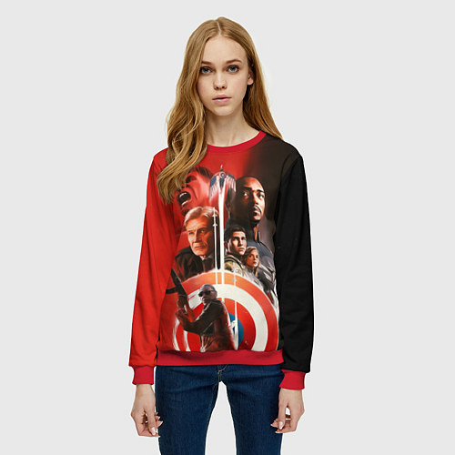 Женский свитшот Капитан Америка Новый мир / 3D-Красный – фото 3
