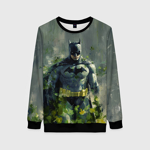 Женский свитшот Бэтмен зеленые краски / 3D-Черный – фото 1