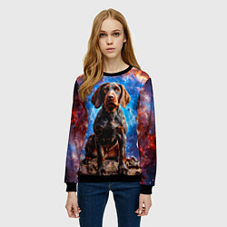 Свитшот женский Дратхаар в космосе, цвет: 3D-черный — фото 2