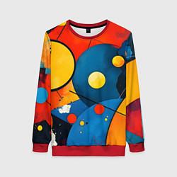 Свитшот женский Динамичный красочный паттерн, цвет: 3D-красный