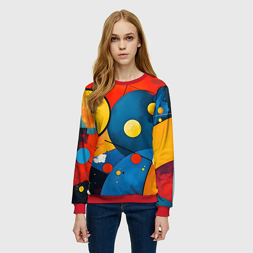 Женский свитшот Динамичный красочный паттерн / 3D-Красный – фото 3