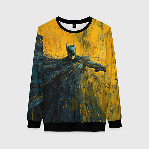 Женский свитшот Бэтмен нарисованный кистью / 3D-Черный – фото 1