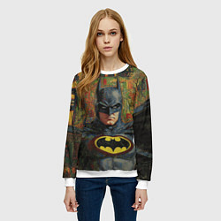 Свитшот женский Текстурный Бэтмен, цвет: 3D-белый — фото 2