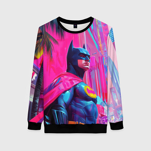 Женский свитшот Бэтмен в розовом стиле / 3D-Черный – фото 1