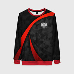 Женский свитшот Герб России - черный камуфляж