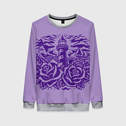 Женский свитшот Маяк с розами и корабли