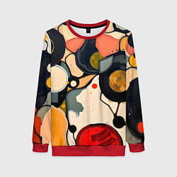 Свитшот женский Абстракция с кругами и краской, цвет: 3D-красный