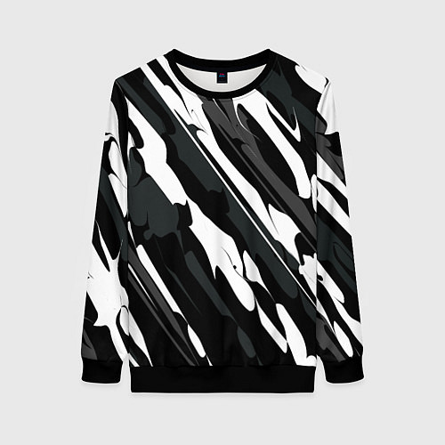 Женский свитшот Разводы белым на черном / 3D-Черный – фото 1