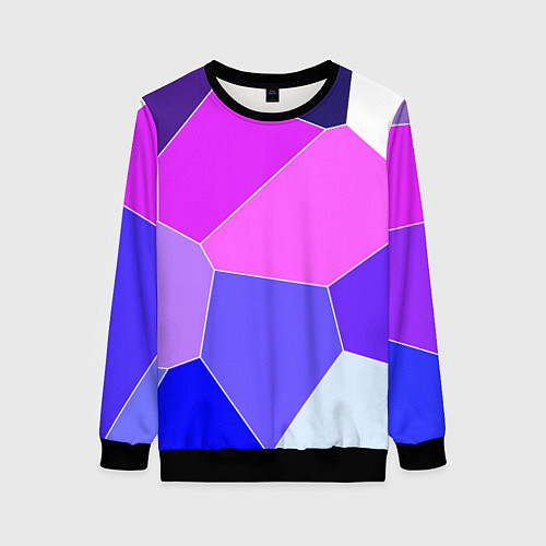 Женский свитшот Сине-розовый крупные фрагменты / 3D-Черный – фото 1