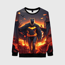 Свитшот женский Бэтмен - летучие мыши и огонь, цвет: 3D-черный