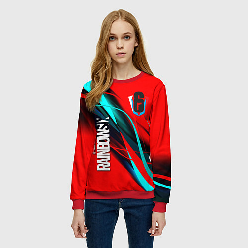 Женский свитшот Rainbow six геометрия полосы / 3D-Красный – фото 3