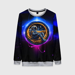 Свитшот женский Космонавт в луне, цвет: 3D-меланж