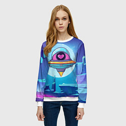 Свитшот женский Нло с сердечком внутри, цвет: 3D-белый — фото 2
