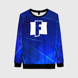 Свитшот женский Fortnite blue poly, цвет: 3D-черный