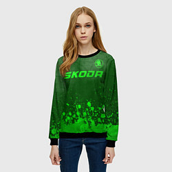 Свитшот женский Skoda - green gradient посередине, цвет: 3D-черный — фото 2