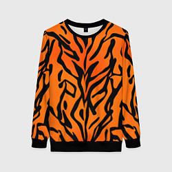 Свитшот женский Тигровый огненный паттерн, цвет: 3D-черный