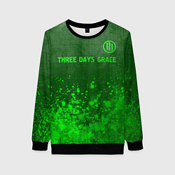 Женский свитшот Three Days Grace - green gradient посередине