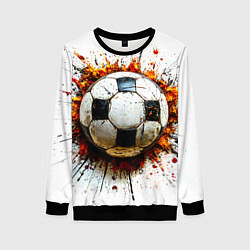 Свитшот женский Футбольный мяч на белом, цвет: 3D-черный