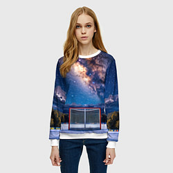 Свитшот женский Хоккейные ворота в ночи, цвет: 3D-белый — фото 2