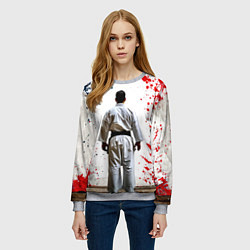Свитшот женский Борец айкидо на белом, цвет: 3D-меланж — фото 2