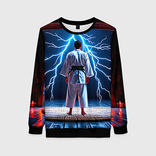 Женский свитшот Айкидоист и молния / 3D-Черный – фото 1