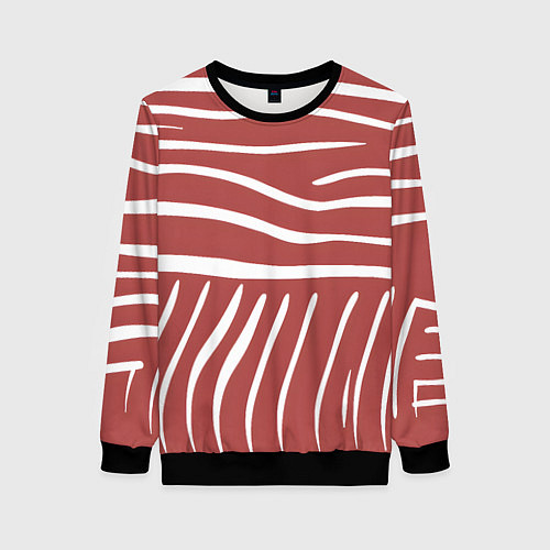 Женский свитшот Полоски красной зебры / 3D-Черный – фото 1