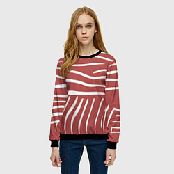 Свитшот женский Полоски красной зебры, цвет: 3D-черный — фото 2