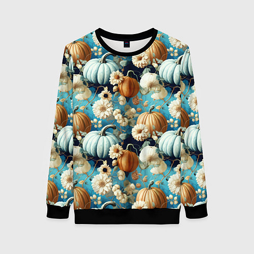Женский свитшот Маленькие тыковки / 3D-Черный – фото 1