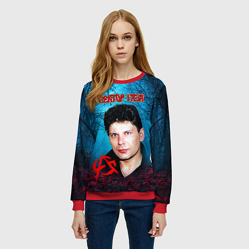 Женский свитшот Сектор газа вечерний лес / 3D-Красный – фото 3