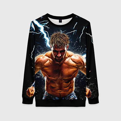 Женский свитшот Рестлер в молниях / 3D-Черный – фото 1
