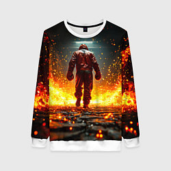 Свитшот женский Боксер в огне, цвет: 3D-белый