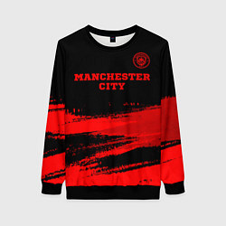 Свитшот женский Manchester City - red gradient посередине, цвет: 3D-черный