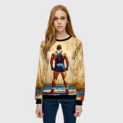 Свитшот женский Греко-римский борец на бежевом, цвет: 3D-черный — фото 2