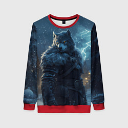 Свитшот женский Волк в доспехах, цвет: 3D-красный