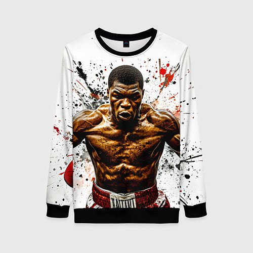 Женский свитшот Мухаммед Али на белом / 3D-Черный – фото 1