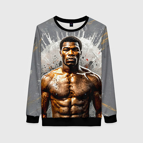 Женский свитшот Мухаммед Али на сером / 3D-Черный – фото 1