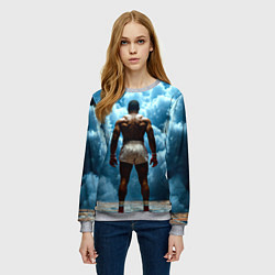 Свитшот женский Мухаммед Али в синем дыму, цвет: 3D-меланж — фото 2